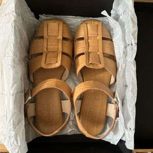 Freda Salvador Camel Croc Embossed Sera Sandal, size 7.5